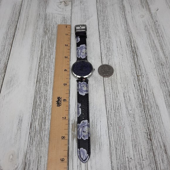 Coach Park Black Floral Print Leather Strap Watch - Picture 10 of 10